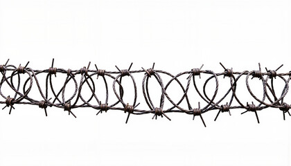 Coiled barbed wire on white background, symbolizing restriction