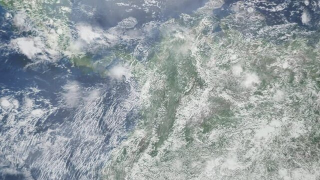 Zooming in on Envigado, Colombia frome space - Perfect for Travel Intros and Backgrounds. Realistic 3D Animation.