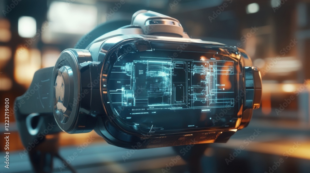 Poster the ar technology creates an immersive instructional layer reflected in the headsets lenses focusing