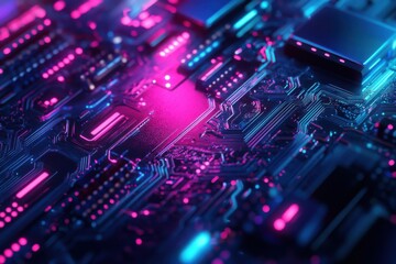 Fototapeta premium Abstract image with vibrant neon colors and metallic texture suitable for tech products and art prints