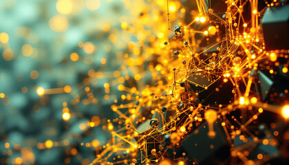 Abstract Network Golden Connections And Dark Cubes