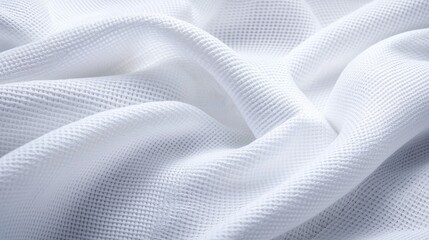 White fabric texture, soft folds, close-up shot, textile background, apparel design