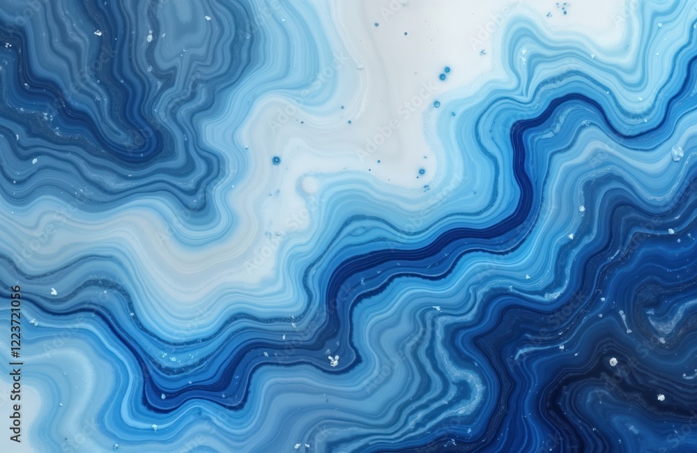 Aufkleber Abstract blue marble texture background. Cool tones, wavy patterns create surface. Natural stone effect with smooth lines. Suitable for design inspiration creative content. Modern, elegant design.