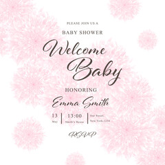 It`s a girl, baby shower announcement banner in rustic style, card - Gender reveal party - Vector illustration. Greenery Watercolor Floral template card design.	