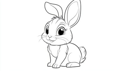 Obraz premium Cute linear illustration of a small baby Bunny , perfect for printable coloring pages, art projects, and kids' creative activities.