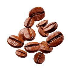Obraz premium Flying Coffee Bean on a Transparent Background