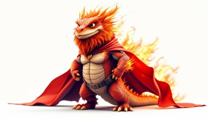 Fototapeta premium Fiery Dragon Superhero Cartoon Character Illustration