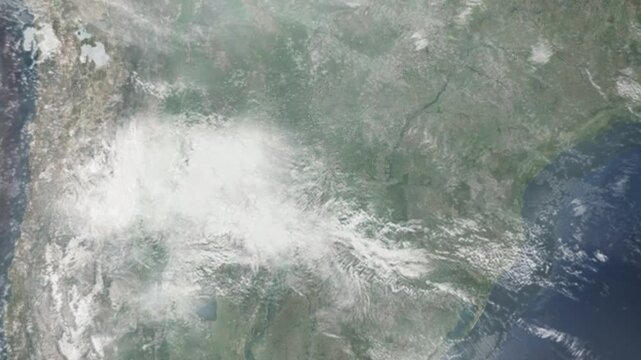 Zooming in on San Lorenzo, Paraguay frome space - Perfect for Travel Intros and Backgrounds. Realistic 3D Animation.