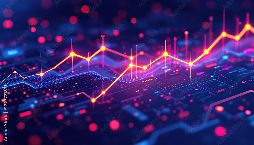 Aufkleber abstract digital data graph showing growth