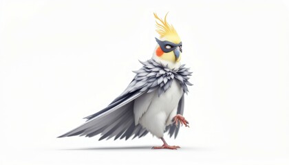 Superhero Cockatiel Bird Digital Art Illustration
