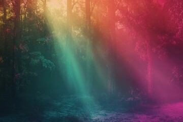 Obraz premium Emerald fuchsia burnt sienna holographic forest in 8K