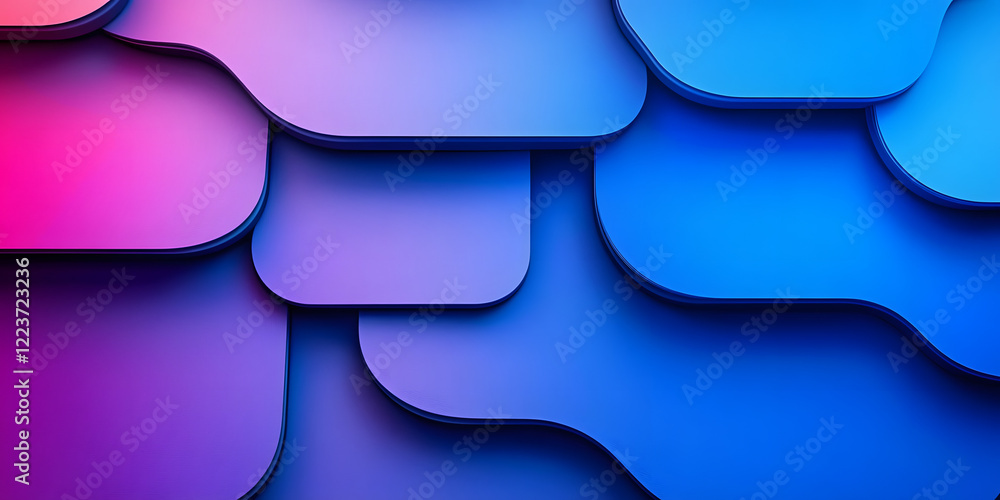 Poster rounded corner rectangles creating modern abstract background with blue and purple gradient