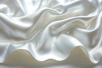 Obraz premium Creamy white silk fabric, softly draped, showcasing luxurious texture.