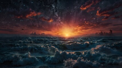 Fototapeta premium sunset in the mountains