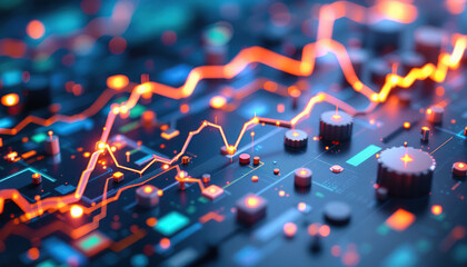 Abstract Digital Data Visualization Showing Stock Market Trends