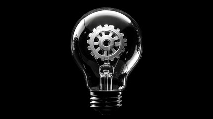 Vector icon of a Light bulb with a gear for innovative ideas on a white background