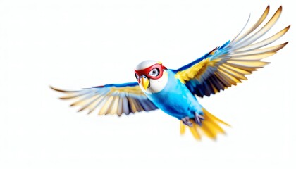Fototapeta premium Flying Parrot Superhero Bird Colorful Wings Illustration