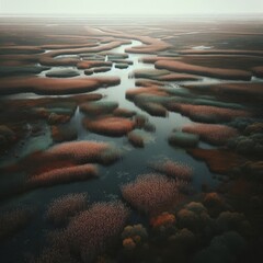 Winding Marsh Channels at Dusk