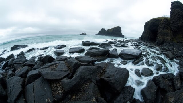 Crashing Surf on Black Stone Coast