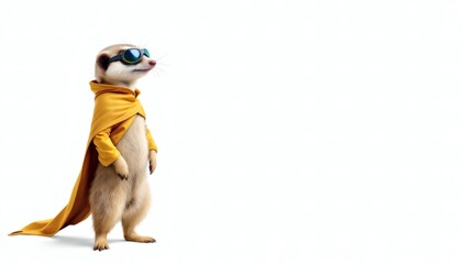 Super Meerkat in Yellow Cape Stock Photo