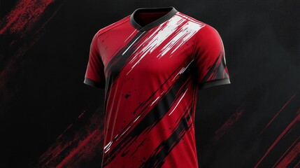 T-shirt mockup abstract texture grunge texture stripe line sport jersey design, in Red color EPS.10