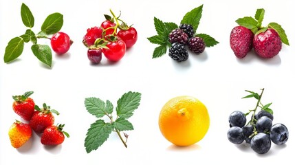 Naklejka premium Vibrant Collection of Fresh Berries and Fruits
