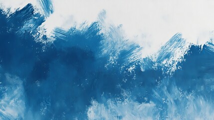Abstract art background hand drawn acrylic painting. Brushstrokes monochrome texture acrylic paint on canvas. picture for artwork design. Modern contemporary art. blue and white linen. 