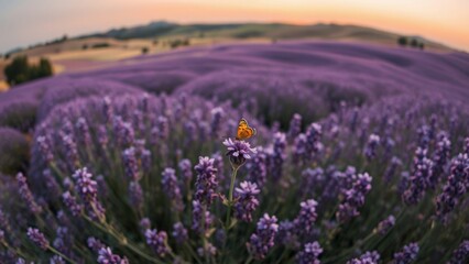 Fototapeta premium Vibrant Lavender Field at Twilight