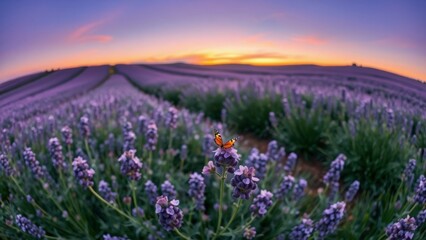 Fototapeta premium Lavender Fields Bathed in Warm Light