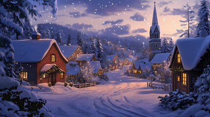 Fototapeta premium picturesque winter village