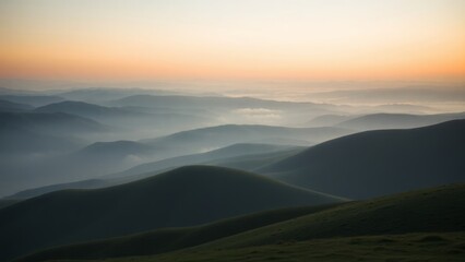 Obraz premium Green Hills Bathed in Morning Light