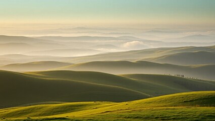 Obraz premium Serene Green Hills at Dawn