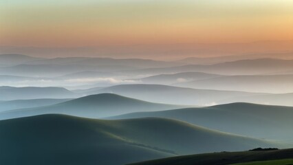 Fototapeta premium Gentle Mist on Endless Green Hills