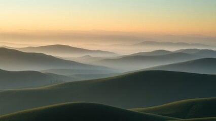 Obraz premium Misty Golden Light on Rolling Hills