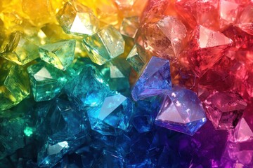 EightK UHD image of tetradic rainbow crystal structure with lighting effects and vibrant colors