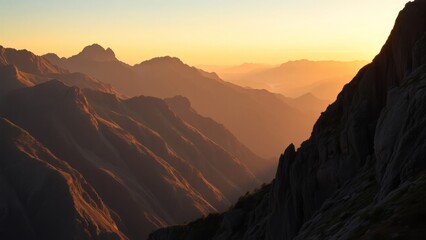 Naklejka premium Warm Morning Light on Towering Peaks