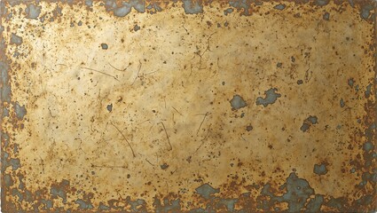 Weathered antique brass sheet with patina scratches and textured finish