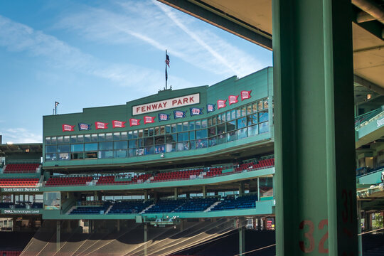 The recognizable stands of the oldest stadium in all of baseball, Fenway Park