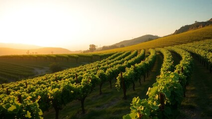 Fototapeta premium Golden Sunset Over Vineyards