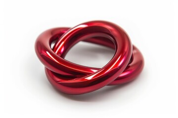 Naklejka premium A vibrant red infinity loop sculpture elegantly intertwines, showcasing modern art design and craftsmanship in a minimalist style isolated on transparent background