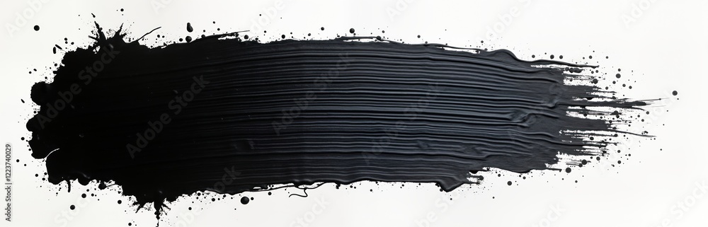 Poster abstract black paint texture on white background. paint strokes, splatters create dynamic design ele