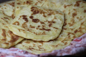 Moroccan Msemmen oe Msemen Close-up