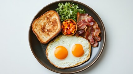 Scrumptious Breakfast Platter with Eggs, Bacon, and Toast
