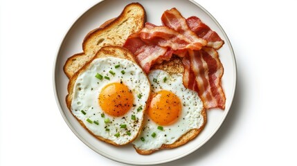 Scrumptious Breakfast of Eggs, Bacon, and Toast