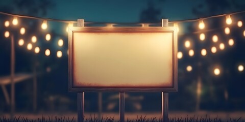 blank billboard at night with lights