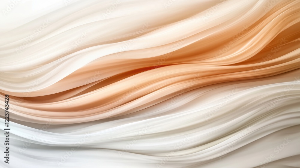 Poster soft waves of cream and peach tones flowing elegantly across a smooth background in abstract art des