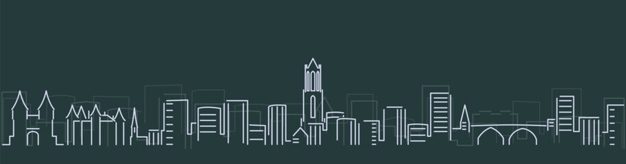 Utrecht Simple Lines Skyline on Dark Background