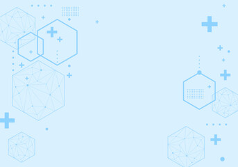Geometric haxagon light medical background. Technology medical design. Background of hexagon geometric blue pattern