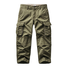 Cargo Pants Olive Green Color, Casual Wear, Outdoor Style isolated transparent background cutout