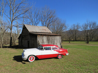 Old 1956 Oldsmobile Super 88 Sits Beside a Tennessee Barn
